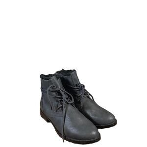 Sporto Gray Hornet Leather Faux Fur Ankle Boots Women Sz 6